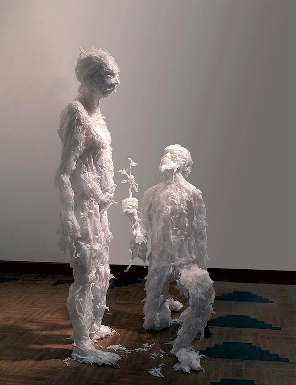 Plastic bags sculptures Khalil Chishtee
